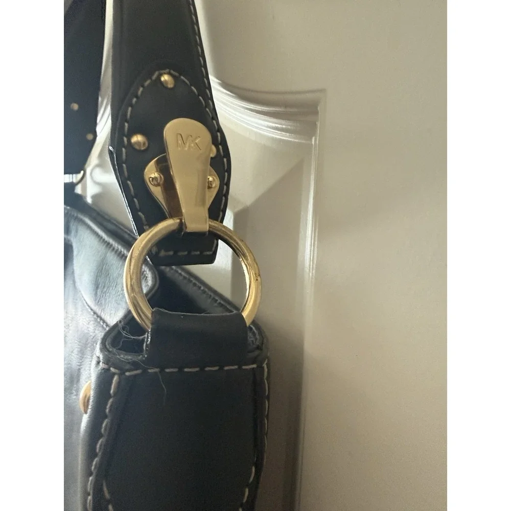 Michael Kors Black Pebbled Leather Studded Hobo Bag Vintage